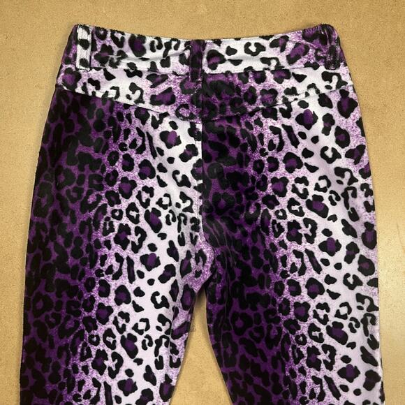 Vintage Lip Service Freaks in Fur Purple Leopard Print Pants Y2K Mall Goth Faux - Picture 6 of 16
